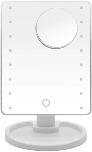 Makeup Mirror with 16 LEDs Cosmetic Mirror with Touch Switch Operated Stand for Tabletop Bedroom Travel Compact Make Up Mirrors