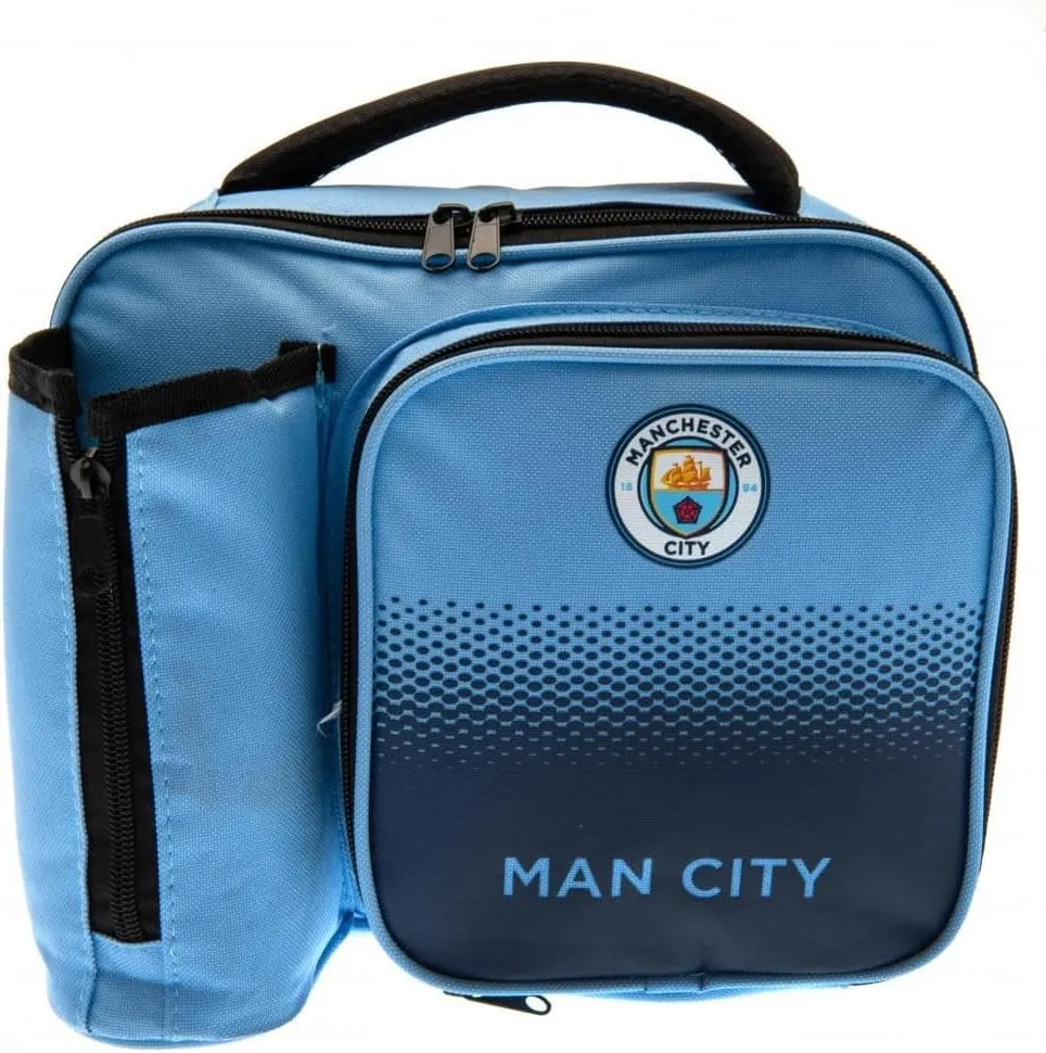 MANCHESTER CITY FC FADE LUNCH BAG WITH BOTTLE HOLDER - FOOTBALL GIFT