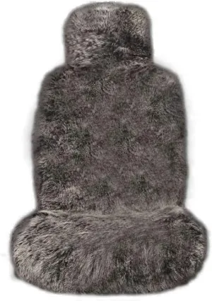 Maples Faux Fox Fur Car Seat Cover for Cars SUV Trucks Universal Fit, Soft Plush Synthetic Fox Buck Fur Car Seat Cushions, 1 Seat (Black White Tip)