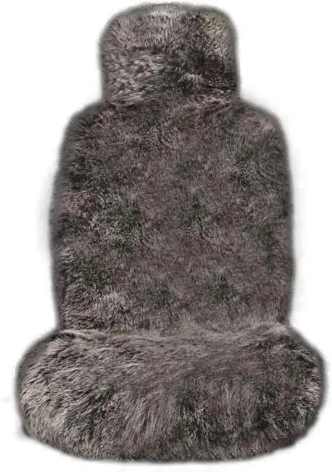 Maples Faux Fox Fur Car Seat Cover for Cars SUV Trucks Universal Fit, Soft Plush Synthetic Fox Buck Fur Car Seat Cushions, 1 Seat (Black White Tip)