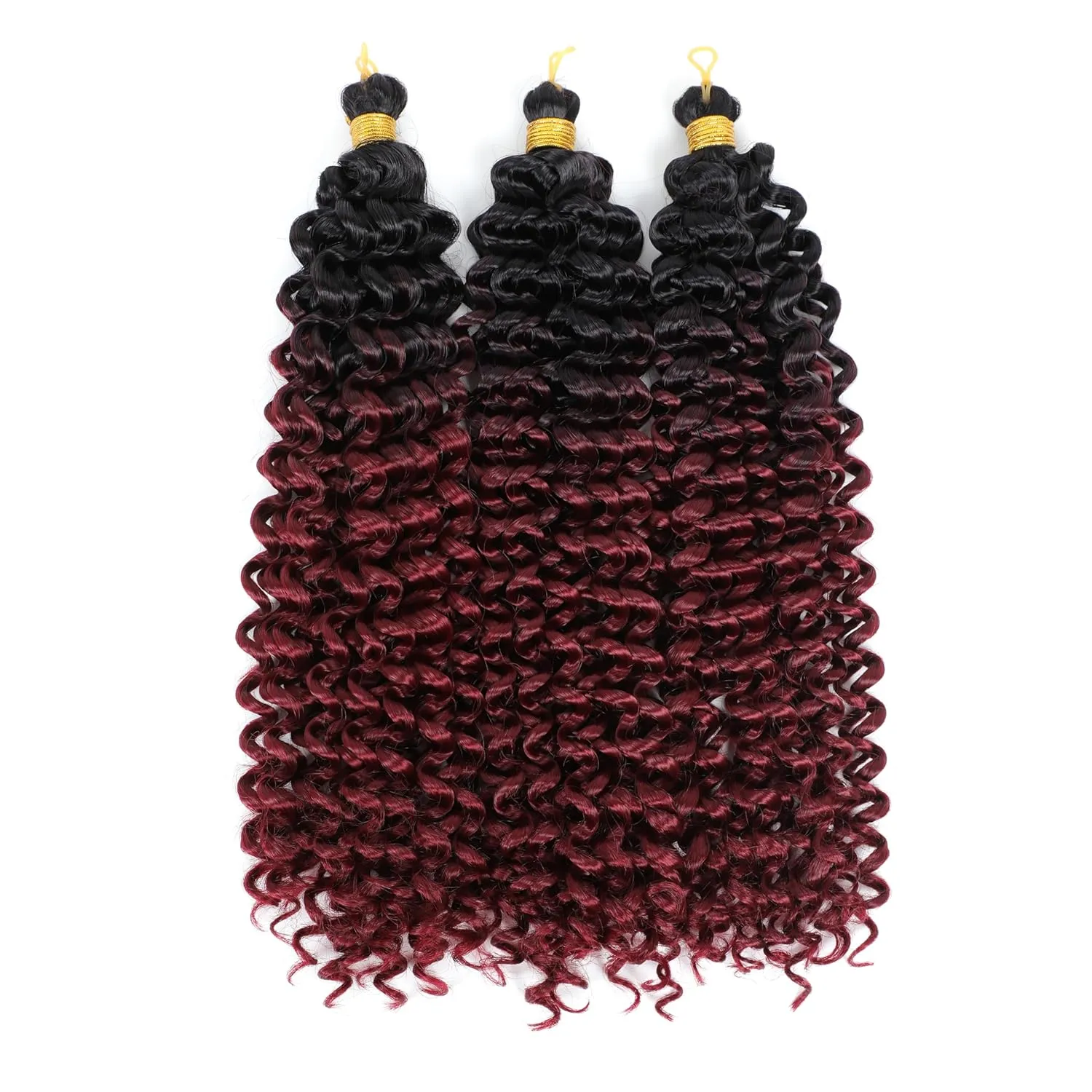Marlybob Water Wave Crochet Curly Hair Jerry Curly Crochet Braids Ombre Kinky Curly Synthetic Twist Braiding Hair for Black Women14 Inch 3PCS (1B-Burg)