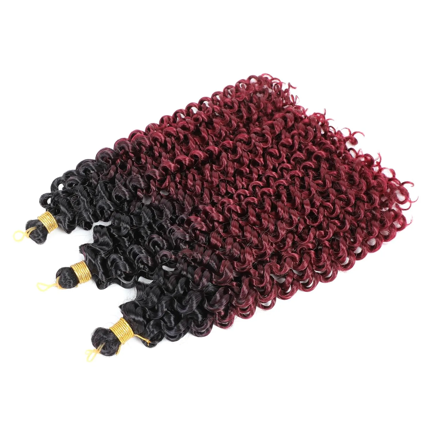 Marlybob Water Wave Crochet Curly Hair Jerry Curly Crochet Braids Ombre Kinky Curly Synthetic Twist Braiding Hair for Black Women14 Inch 3PCS (1B-Burg)