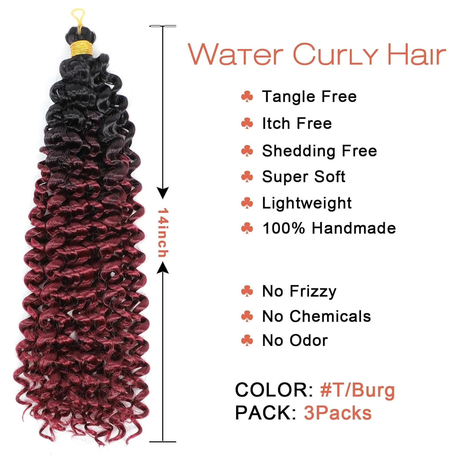 Marlybob Water Wave Crochet Curly Hair Jerry Curly Crochet Braids Ombre Kinky Curly Synthetic Twist Braiding Hair for Black Women14 Inch 3PCS (1B-Burg)