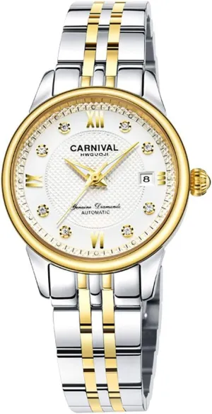 MASTOP Women's Automatic Watch Gold Silver Stainless Steel with Crystal Dial Date Water Resistant Watches