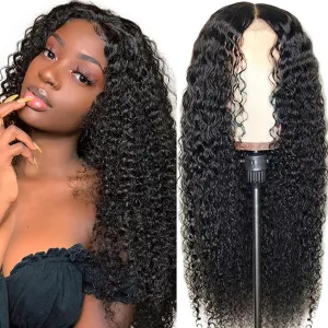 mdgfge 28 Inch Lace Front Wigs Human Hair Pre Plucked Brazilian Body Wet Wavy Deep Curly Lace Frontal Wigs Human Synthetic Hair Wigs Frontal Natural Color Glueless Wigs for Women Daily Use