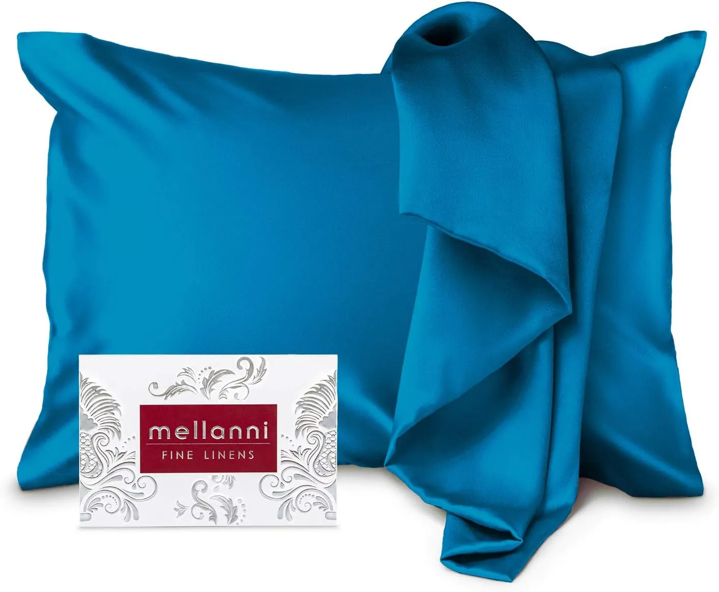 Mellanni Pure Silk Pillowcase Queen Size - Perfect for Hair and Skin, Preventing Wrinkles - Easy Care - Naturally Cooling Silk Pillow Cover with Hidden Zipper (Queen, Peacock Blue)