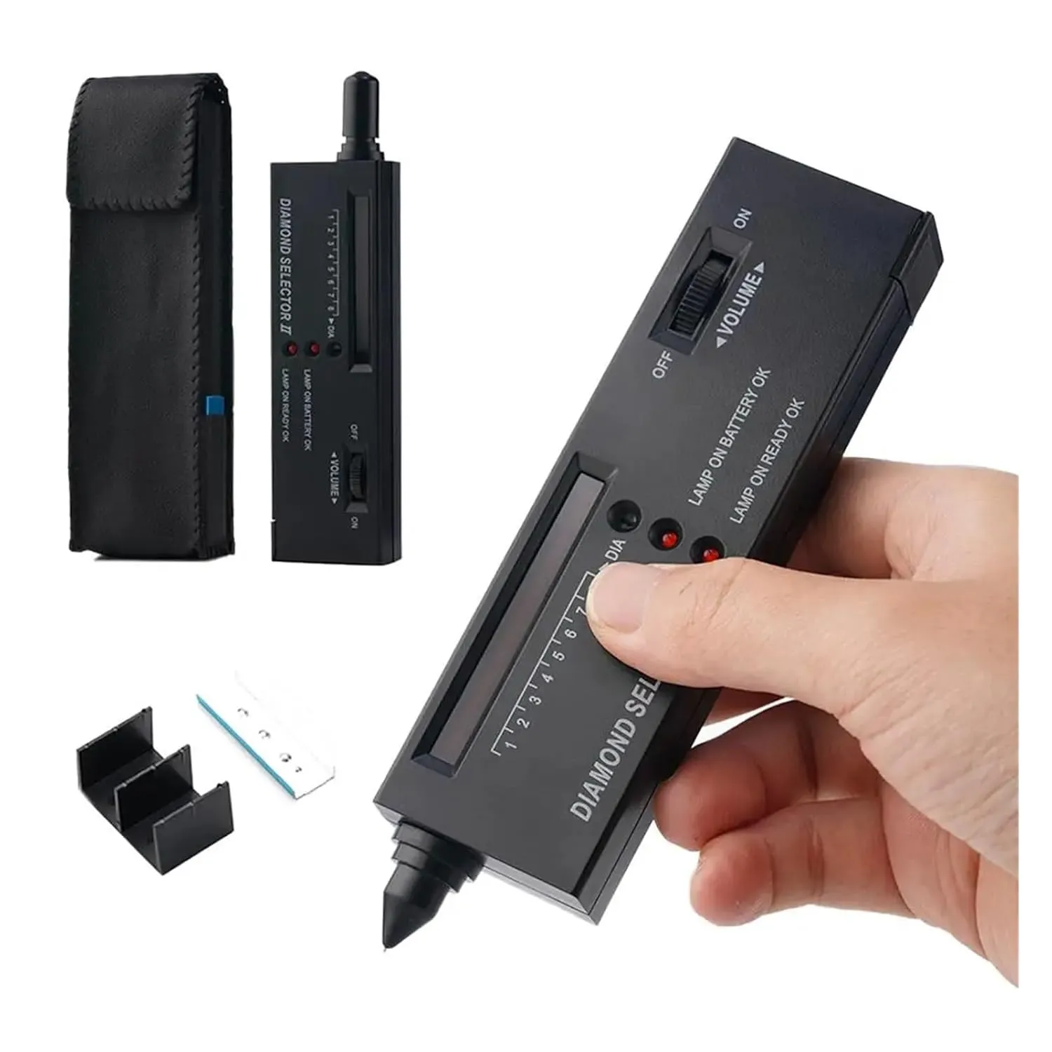 Metal Hardness Tester, LED Indicator Diamond Tester Pen High Accuracy Diamond Stone Jewelry Tool Bag Testing Selector with S1D6,for Synthetic Rubber Measuring