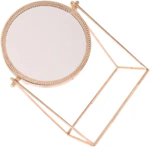 Metal Round Makeup Mirror Rose Gold Stylish Home Cosmetic Mirror for Girls and Women High Definition Compact and Practical Design for Easy Use and Decoration