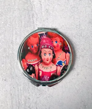 Mexican Paper-Mache Dolls Compact Mirror