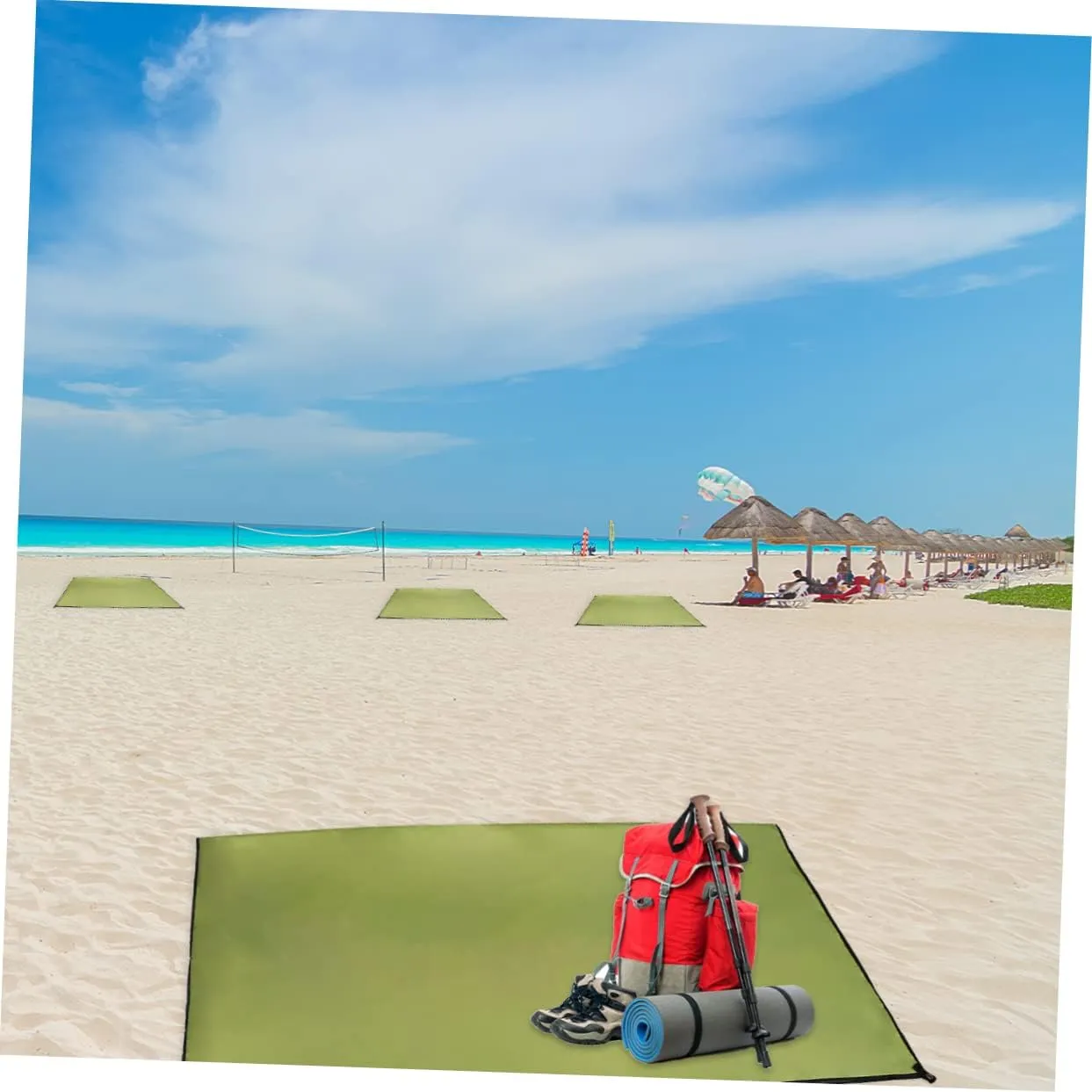 Mikikit 300x300cm Oxford Cloth Ground Mat Waterproof for Tent Portable Outdoor Blanket Beach Pad Hiking Accessory