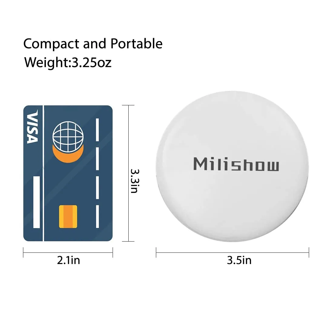 Milishow Compact Mirror with LED Light,1x/10x Magnifying Rechargeable Mirror,3.5in, Dimmable Travel Mirror for Purse,Pocket,Handheld 2-Sided Makeup Mirror