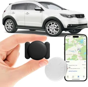 Mini Car GPS Tracking Device for Cars, Vehicles etc, Work with Find My (iOS Only), Hidden Car Tracker with Magnetic Waterproof Case, No Monthly Fee (1PCS, Black)