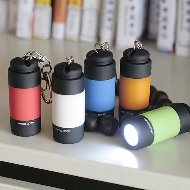 Mini LED Pocket Flashlight USB Rechargeable Portable Torch Waterproof Keychain Small Lantern White Light with Battery
