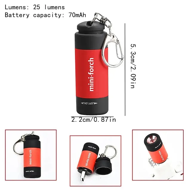 Mini LED Pocket Flashlight USB Rechargeable Portable Torch Waterproof Keychain Small Lantern White Light with Battery