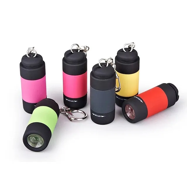 Mini LED Pocket Flashlight USB Rechargeable Portable Torch Waterproof Keychain Small Lantern White Light with Battery