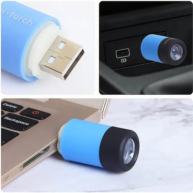 Mini LED Pocket Flashlight USB Rechargeable Portable Torch Waterproof Keychain Small Lantern White Light with Battery