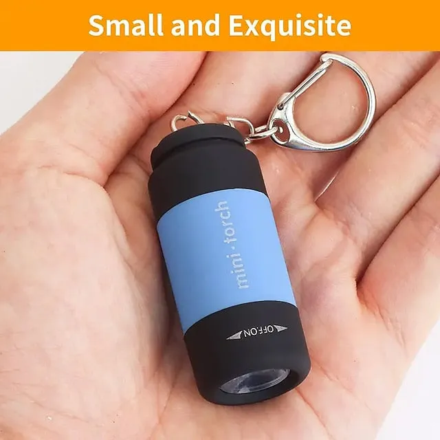 Mini LED Pocket Flashlight USB Rechargeable Portable Torch Waterproof Keychain Small Lantern White Light with Battery