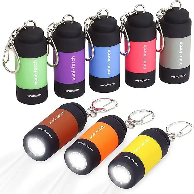 Mini LED Pocket Flashlight USB Rechargeable Portable Torch Waterproof Keychain Small Lantern White Light with Battery