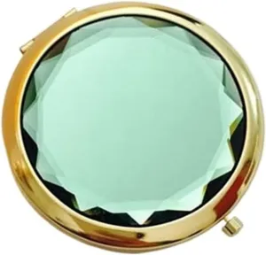 Mini Makeup Mirror 1Pc Makeup Mirror Portable Round Folded Compact Mirrors Gold Silver Pocket Mirror Making Up for Personalized Gift(Gold Green)