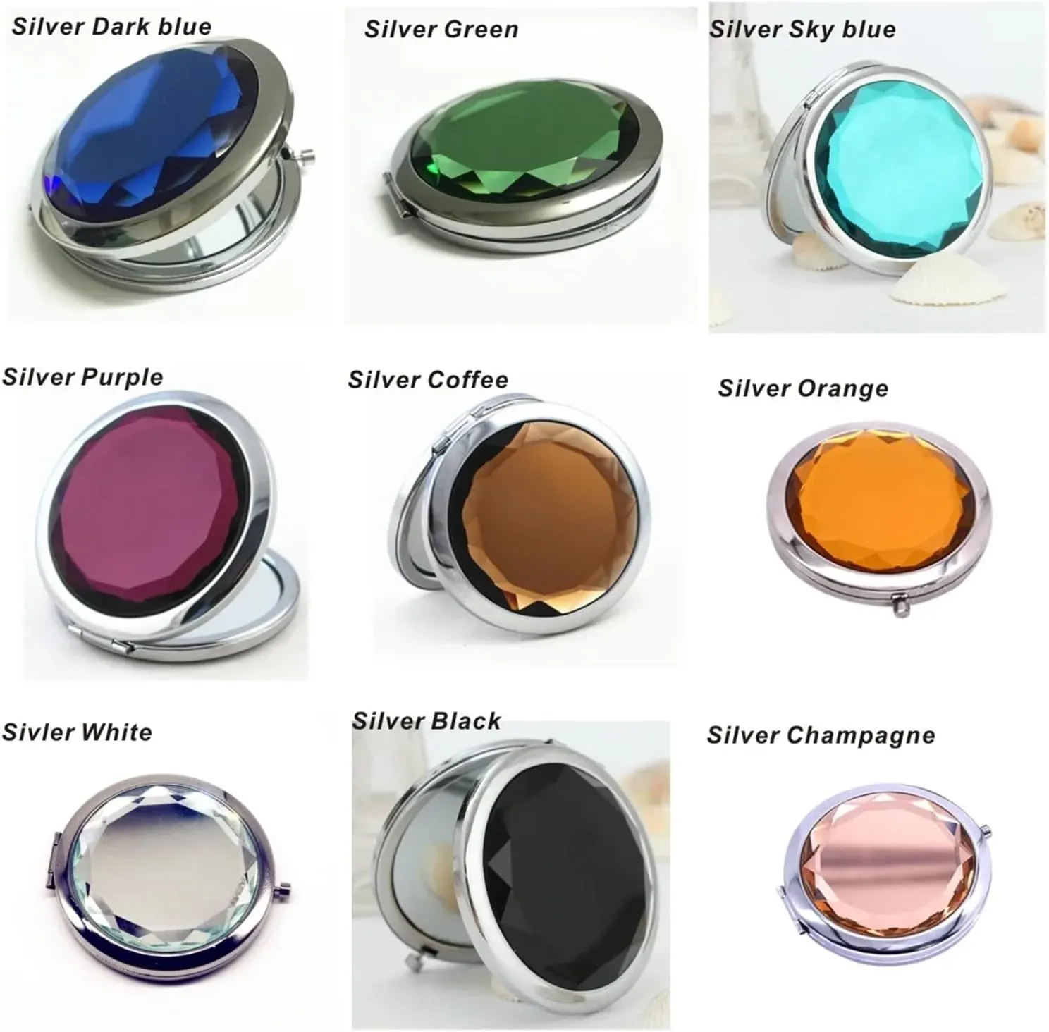 Mini Makeup Mirror 1Pc Makeup Mirror Portable Round Folded Compact Mirrors Gold Silver Pocket Mirror Making Up for Personalized Gift(Gold Green)
