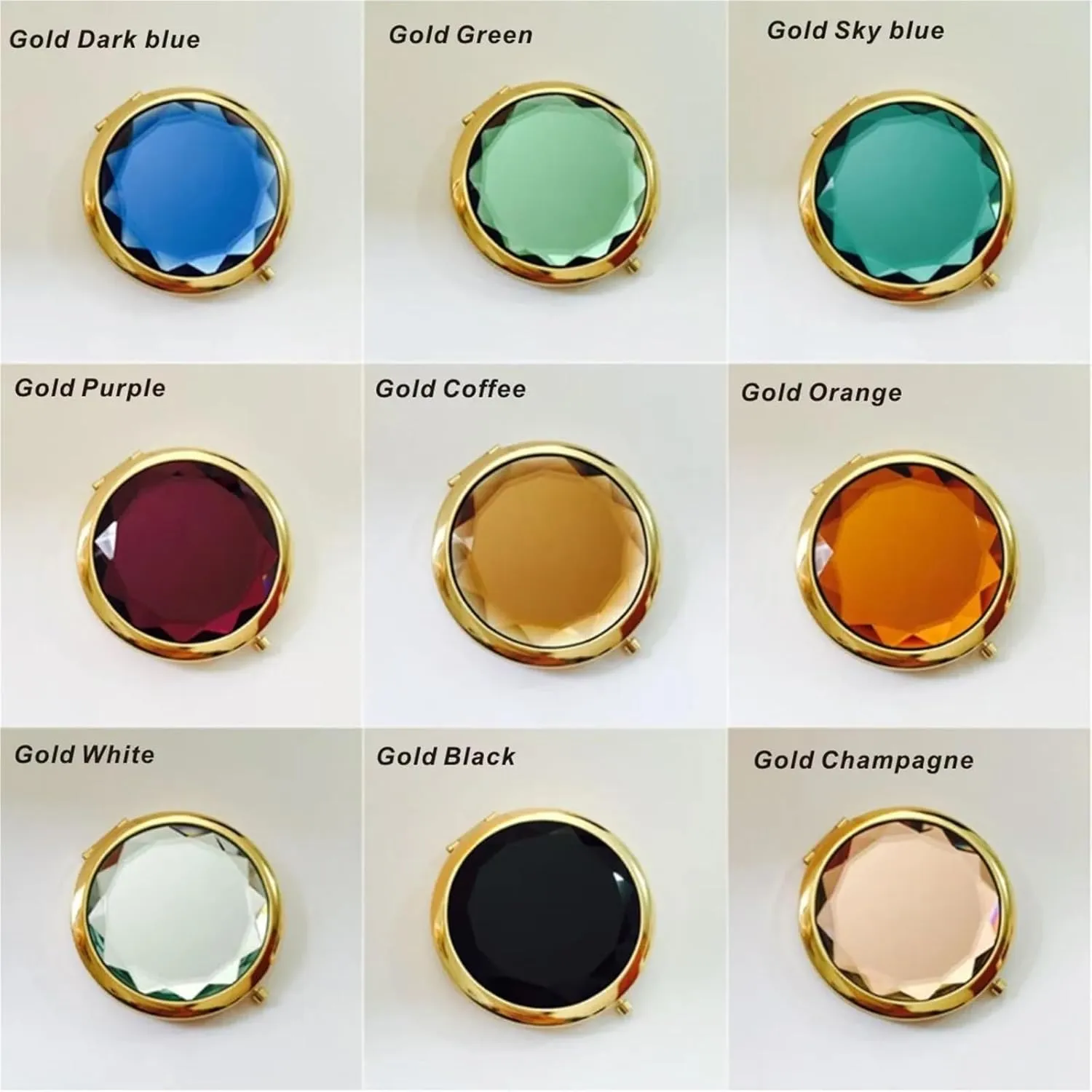 Mini Makeup Mirror 1Pc Makeup Mirror Portable Round Folded Compact Mirrors Gold Silver Pocket Mirror Making Up for Personalized Gift(Gold Green)