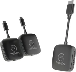 MINIX Wireless HDMI-Plug and Play- Multi-Screen,Expansion,1080p,164FT/50M,WiFi2.4G/5G/60Hz,Adapter for TVs,Monitor,Laptop (Wireless HDMI 2TX*1RX)