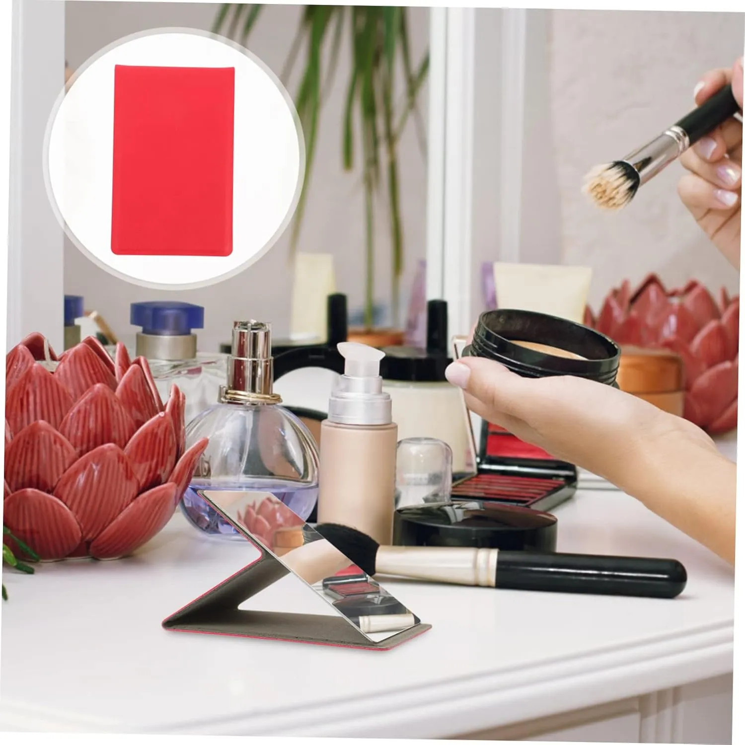 Mipcase 3sets Compact Folding Makeup Mirror Pu Leather Cover Portable Stainless Steel Makeup Mirror for Travel Unbreakable Design High Definition for Women and Teens