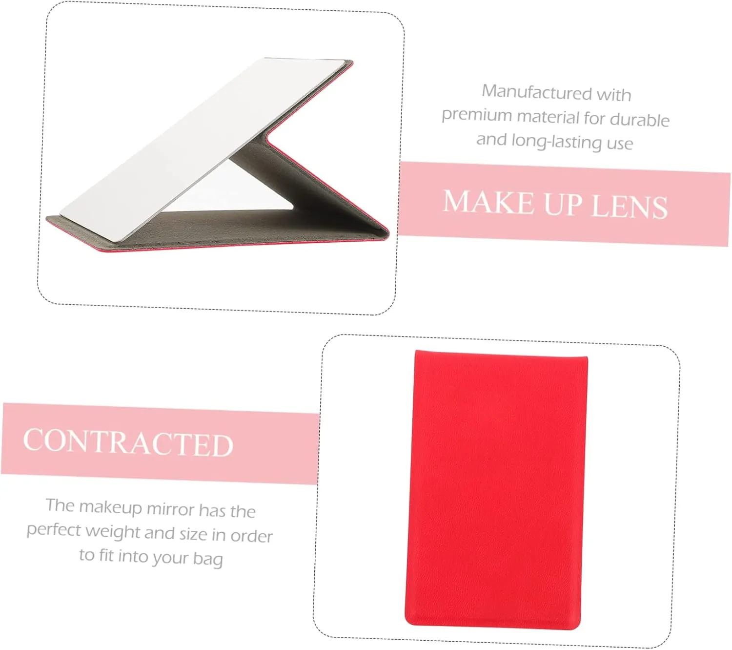 Mipcase 3sets Compact Folding Makeup Mirror Pu Leather Cover Portable Stainless Steel Makeup Mirror for Travel Unbreakable Design High Definition for Women and Teens