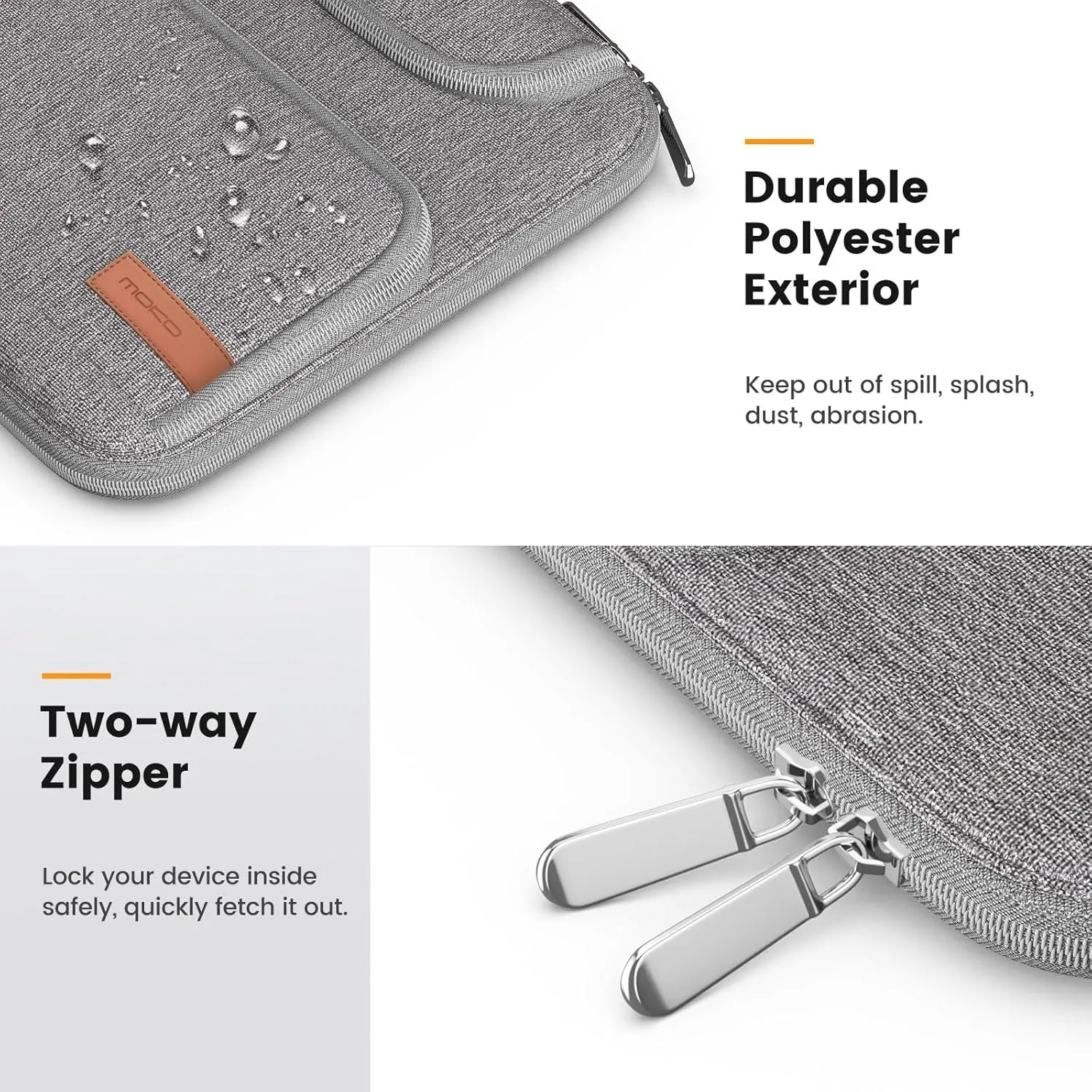 MoKo 9-11 Inch Tablet Sleeve Bag, Fits iPad Air 5/4th 10.9, iPad Pro 11 Inch, iPad 9/8th 10.2, iPad 10th 10.9, Tab S8/S9 11",Waterproof Polyester Bag with Double Pockets,Retractable Handle, Gray