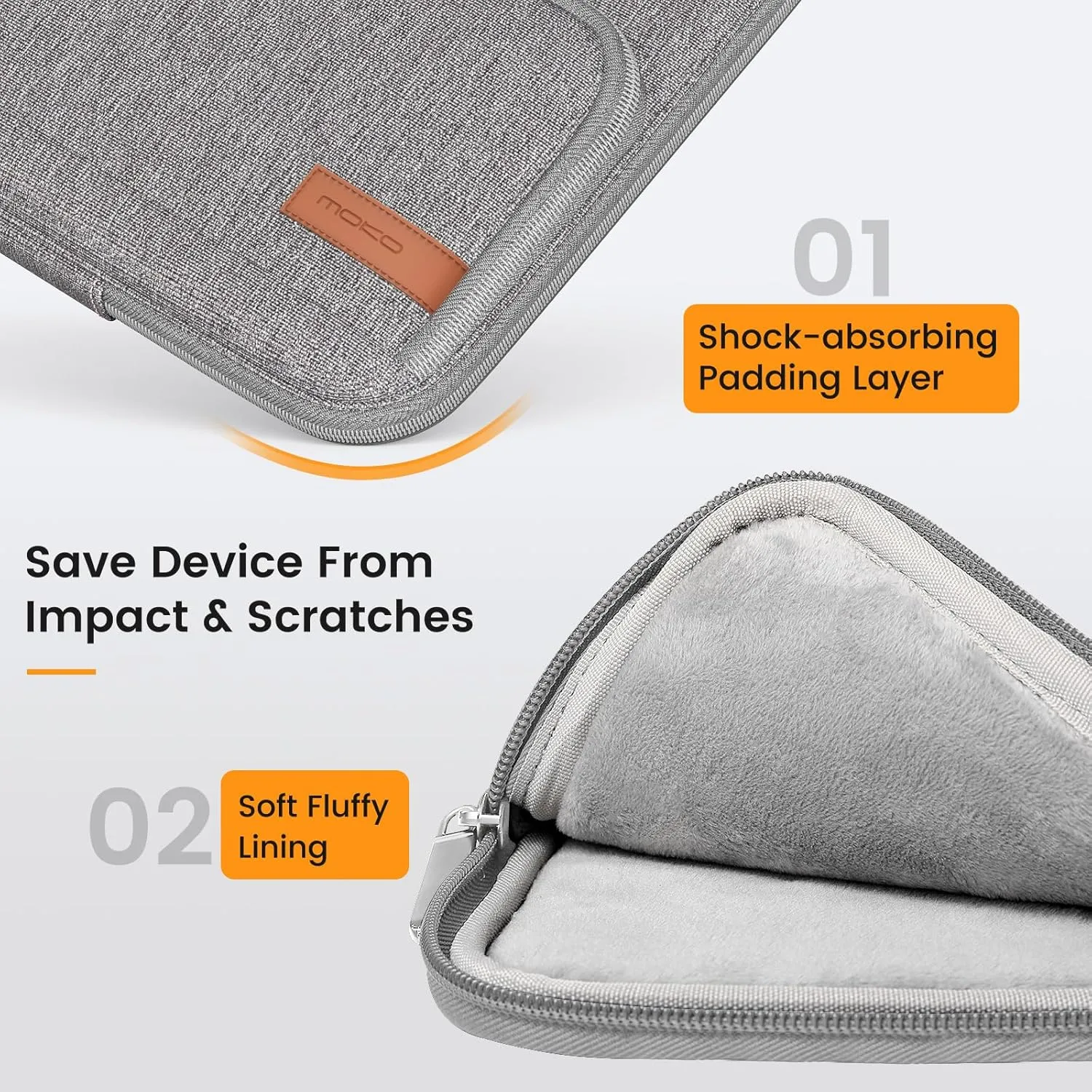 MoKo 9-11 Inch Tablet Sleeve Bag, Fits iPad Air 5/4th 10.9, iPad Pro 11 Inch, iPad 9/8th 10.2, iPad 10th 10.9, Tab S8/S9 11",Waterproof Polyester Bag with Double Pockets,Retractable Handle, Gray