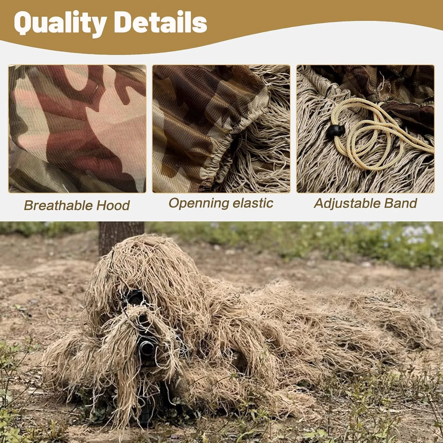 MOPHOTO 5 in 1 Ghillie Suit, 3D Camouflage Hunting Apparel Including Jacket, Pants, Hood, Carry Bag Suitable for Unisex Adults/Youth (M/L/XL/XXL)