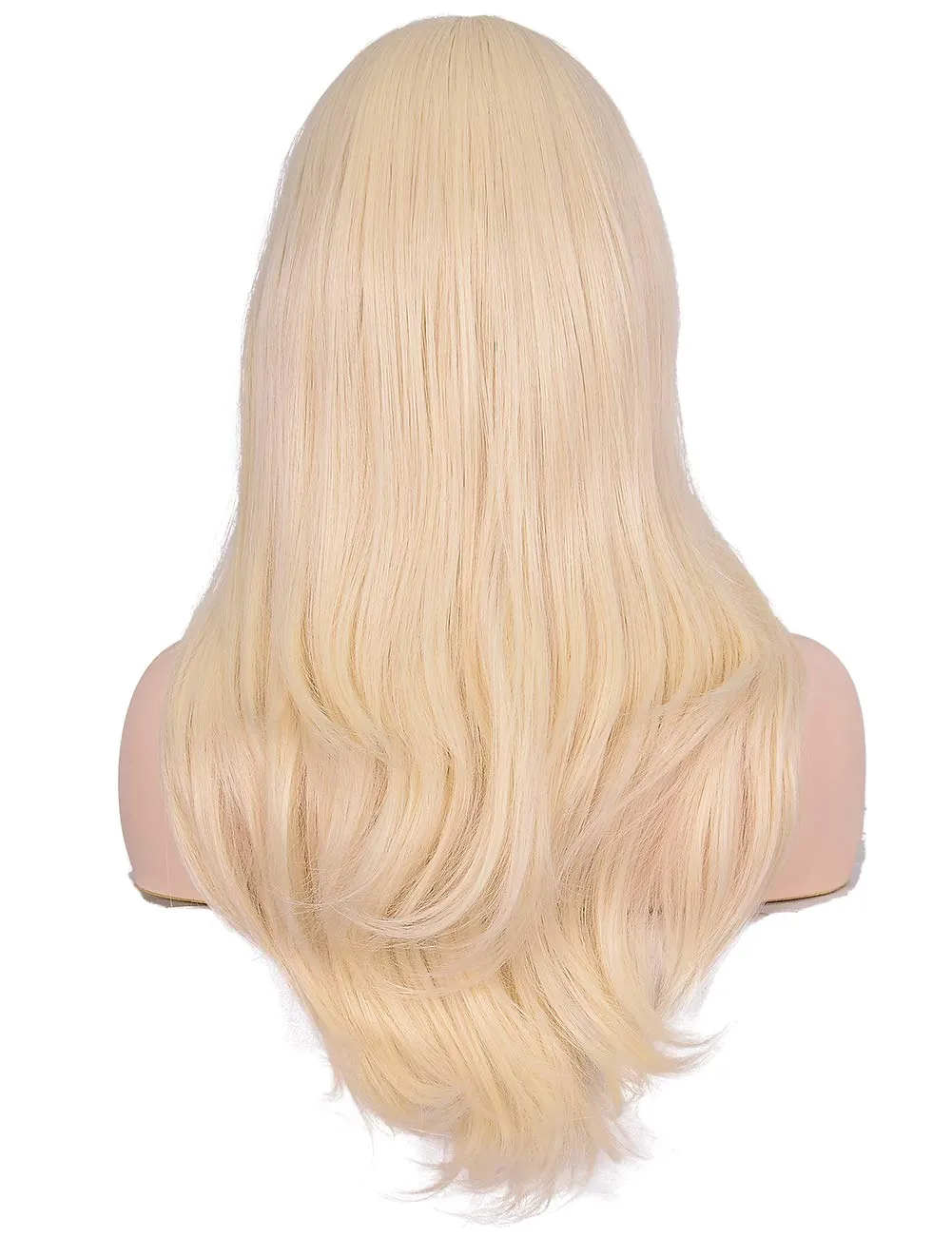 morvally 23 inches Long Curly Wig Big Wave Heat Resistant Synthetic Hair with Bangs for Cosplay Costume Halloween Party (613# Light Blonde)