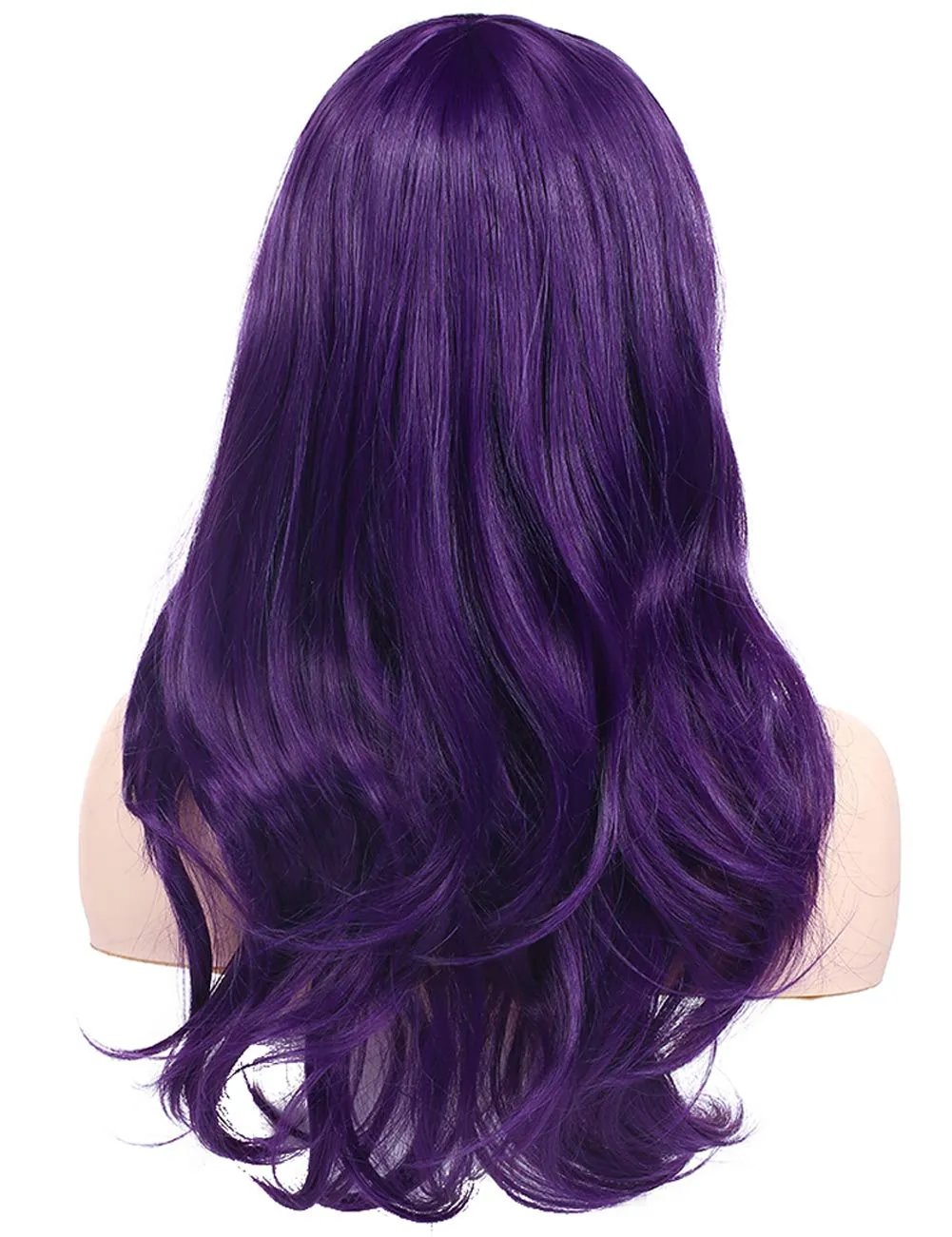 morvally 23 inches Long Wig Big Wavy Heat Resistant Synthetic Straight Hair with Bangs for Womens Cosplay Costume Halloween Party (Purple)