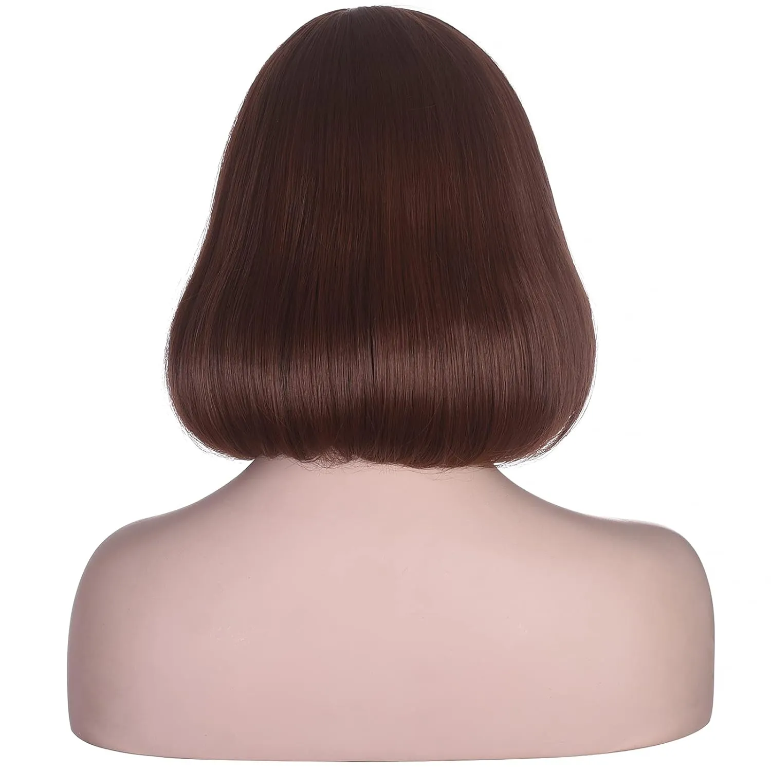 morvally Short Brown Bob Wig with Bangs for Cosplay Costume Hallaween Party Including Glasses (Brown)