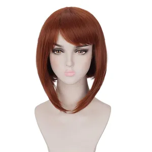 morvally Short Straight Reddish Brown Natural Synthetic Hair Bob Wig for Women Girls Cosplay, Costume Party, Halloween