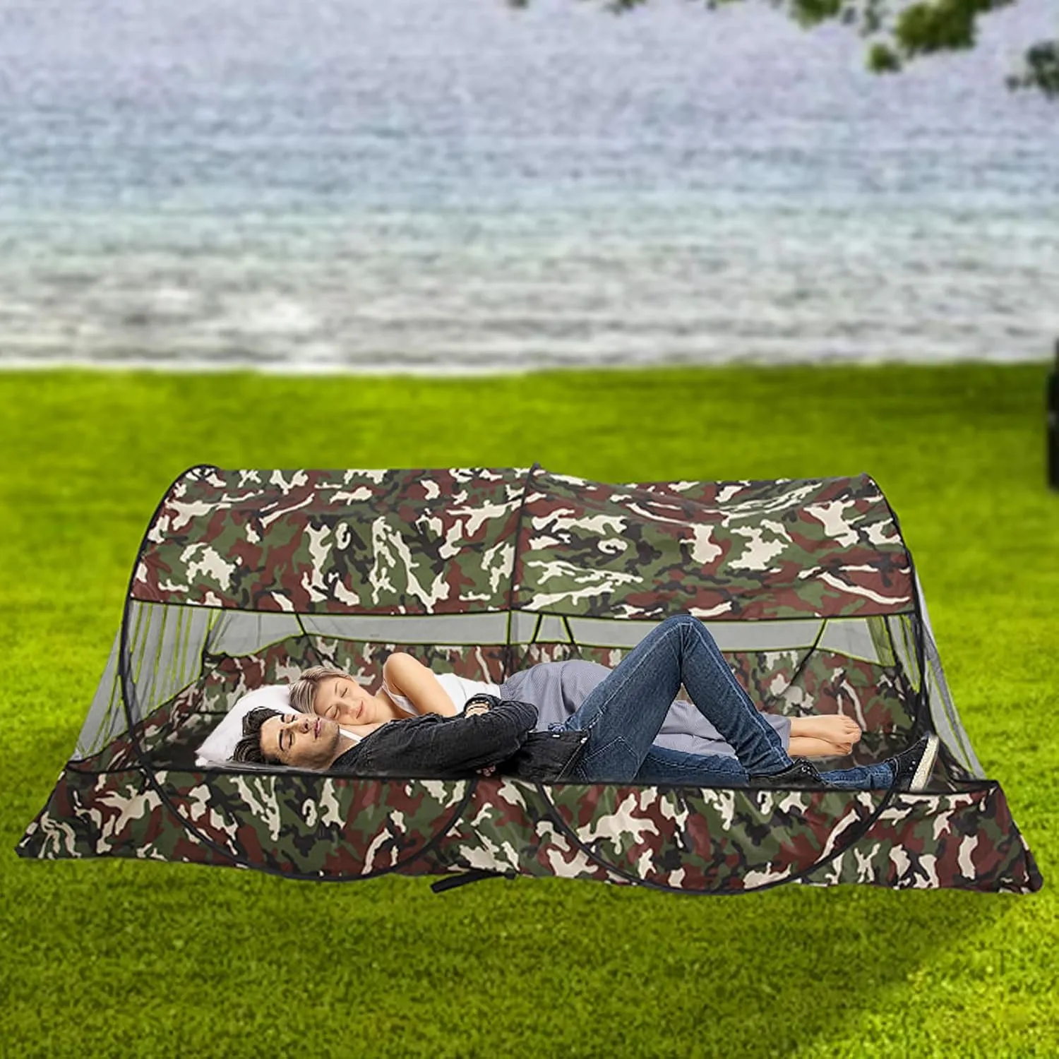 mosquitoo Net Tent - Foldable Outdoor Travel Shelter for Single or Double Person, Quick Setup Mesh Tent with Carry Bag | Compact Protection for Camping, Hiking, Climbing, Backpacking, Jungle