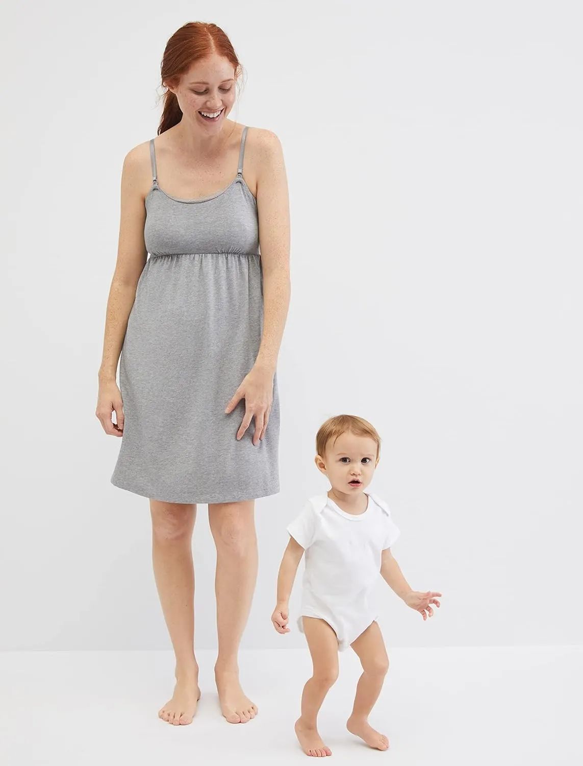 Motherhood Maternity Women's Lace Trim Clip Down Nursing Nightgown & Lounge Dress for Breastfeeding