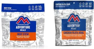 Mountain House Beef Stew | Freeze Dried Backpacking & Camping Food | 2 Servings | Gluten-Free & Chicken Fajita Bowl | Freeze Dried Backpacking & Camping Food | 2 Servings | Gluten-Free