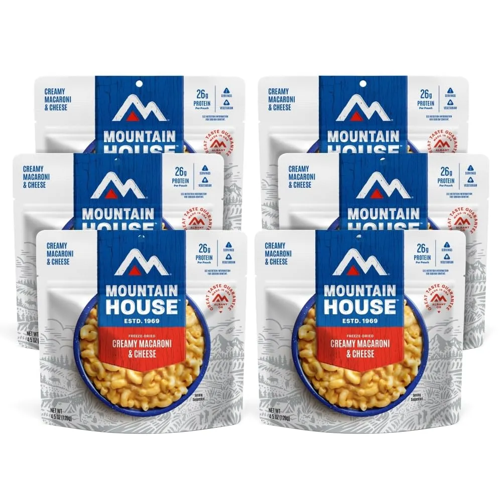 Mountain House Creamy Macaroni & Cheese Freeze Dried Backpacking & Camping Food Vegetarian 6-Pack