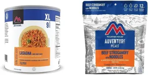 Mountain House Lasagna with Meat Sauce | Freeze Dried Survival & Emergency Food | #10 Can & Beef Stroganoff with Noodles | Freeze Dried Backpacking & Camping Food | 2 Servings