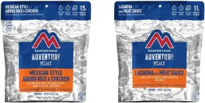 Mountain House Mexican Style Adobo Rice & Chicken | Freeze Dried Backpacking & Camping Food | 2-Servings | Gluten-Free & Lasagna with Meat Sauce | Freeze Dried Backpacking & Camping Food |2 Servings