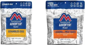 Mountain House Scrambled Eggs with Bacon | Freeze Dried Backpacking & Camping Food | Single Serving | Gluten-Free & Lasagna with Meat Sauce | Freeze Dried Backpacking & Camping Food |2 Servings