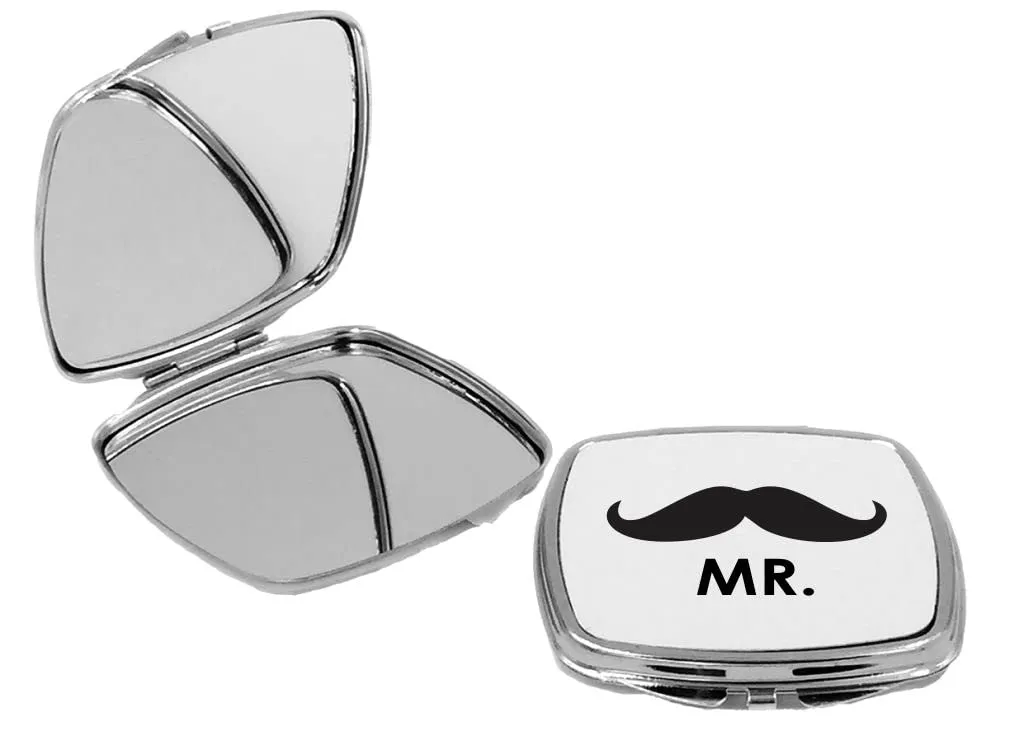 Mr Mustache - Square Compact Mirror Personal Mirror