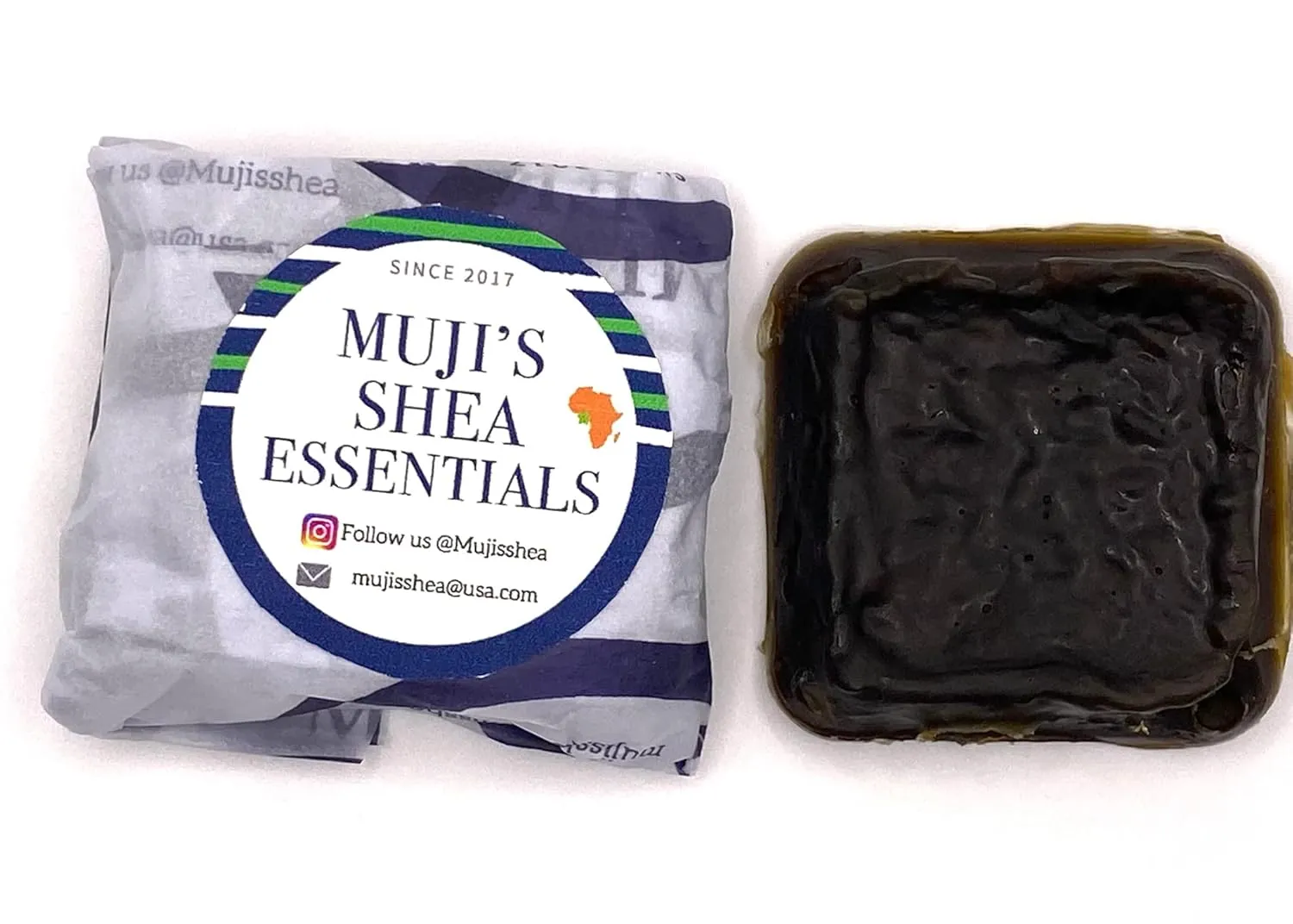 Muji's Shea Essentials African Black Soap Body Bar, Nigerian Black Soap, Moisturizing Body Cleanser, Vegan Cleansing Bar, 2 oz