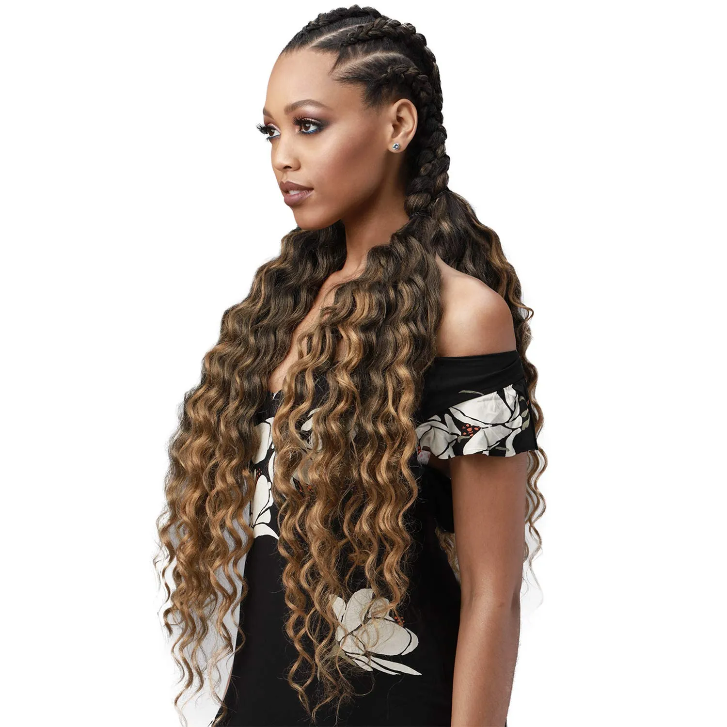 MULTI PACK DEALS! Bobbi Boss Synthetic Hair Braids Pre-Feathered 3X King Tips Ocean Wave 28" (3-PACK, 1B)