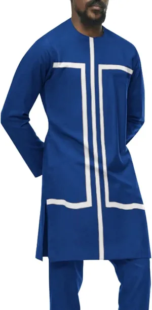 Muslim Clothes for Men Muslim Side Split Clothes Big and Tall Crew Neck Long Sleeve Button Down Vintage Loose Gown