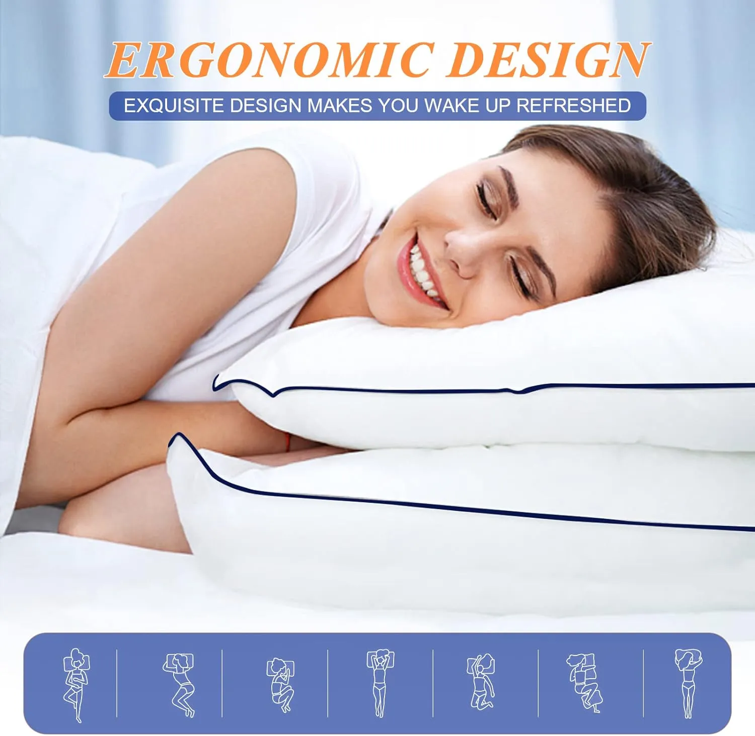 MZOIMZO Bed Pillows for Sleeping- King Size, Set of 2, Cooling Hotel Quality with Premium Soft Down Alternative Fill for Back, Stomach or Side Sleepers