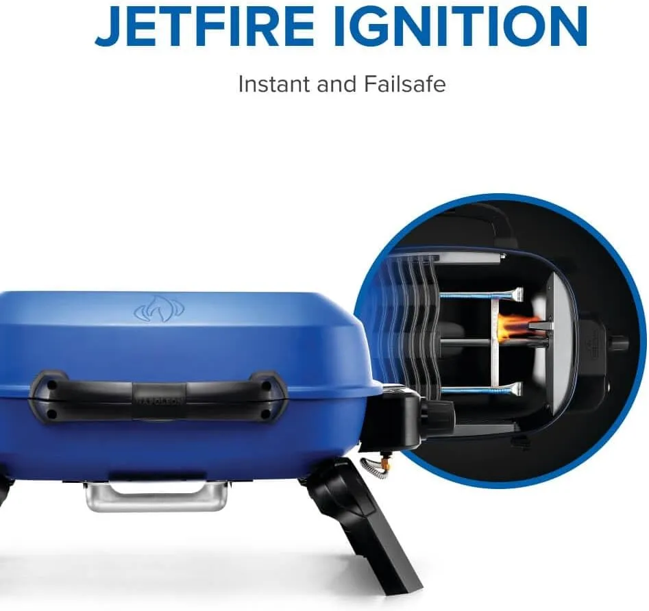 Napoleon TravelQ 240 Compact Portable Propane Gas Grill, Blue, Tailgating, Camping, and Small Outdoor Spaces