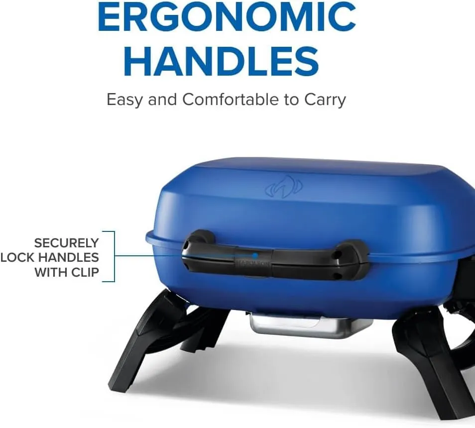 Napoleon TravelQ 240 Compact Portable Propane Gas Grill, Blue, Tailgating, Camping, and Small Outdoor Spaces
