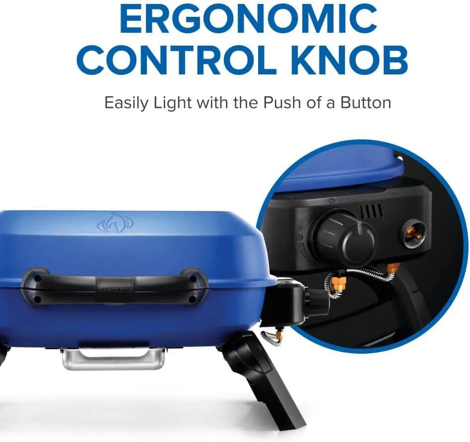 Napoleon TravelQ 240 Compact Portable Propane Gas Grill, Blue, Tailgating, Camping, and Small Outdoor Spaces